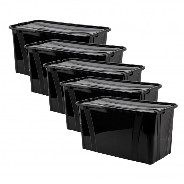 Aufbewahrungsbox schwarz mit Deckel 5er Set