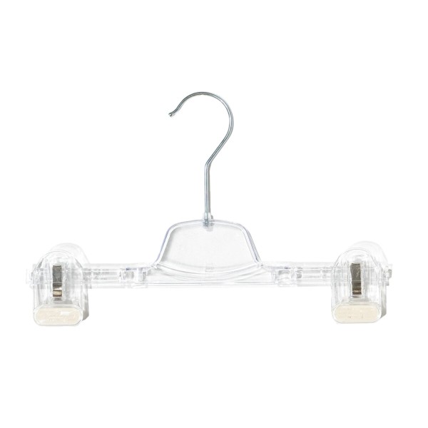 Gummierte Klammer, Klammerbügel transparent Kleiderbügel aus Kunststoff 29 cm breit