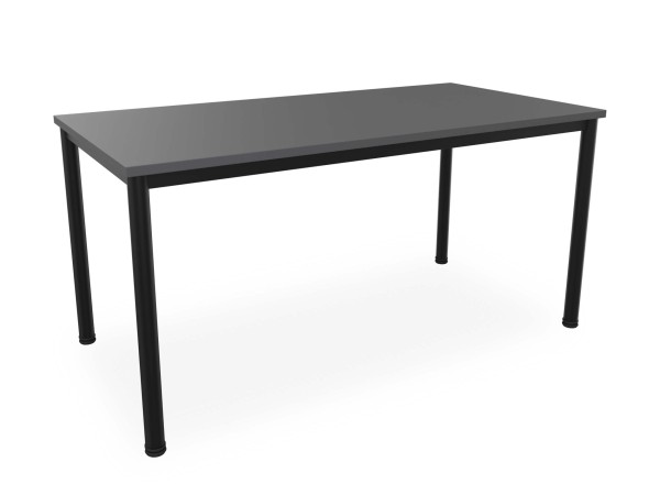Schreibtisch mit schwarzem Gestell und runden Beinen, 160x80 cm, Anthrazit