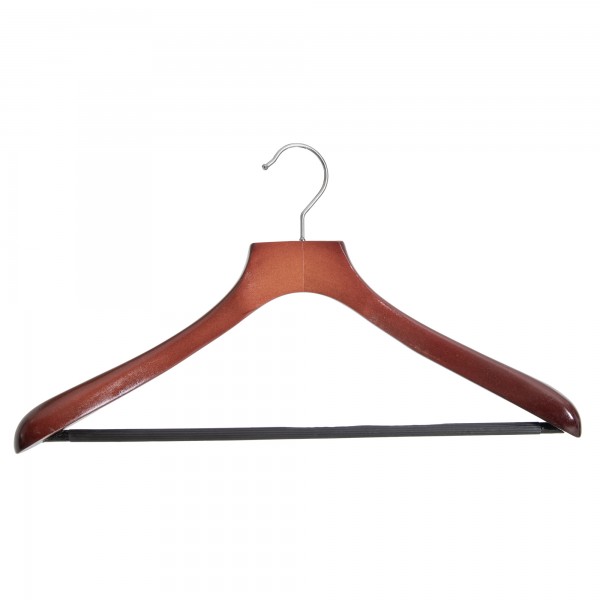 Holzkleiderbügel mit Steg für Anzüge und Jackets, dunkelbraun 12030, 45 cm breit