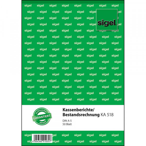 Hochwertiges Kassenbuch von Sigel im DIN A5 Format 617286