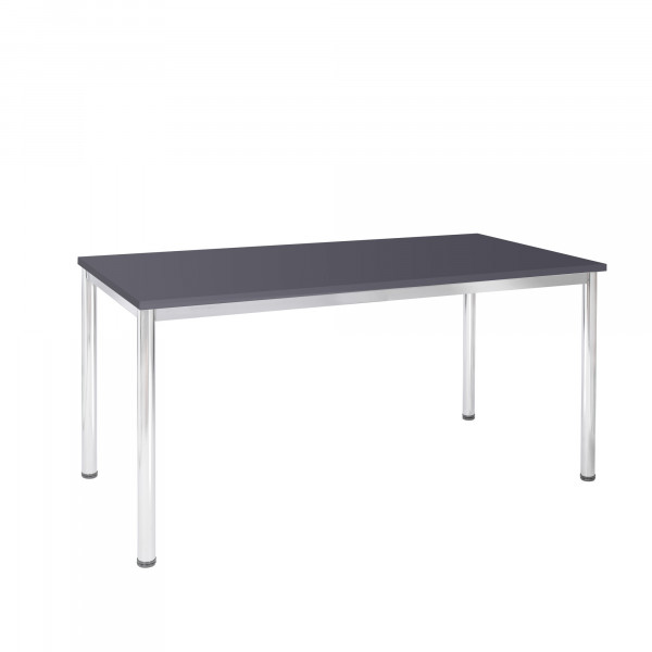 Schreibtisch, Besprechungstisch oder auch Konferenztisch mit eckiger Tischplatte und verchromten Tischgestell