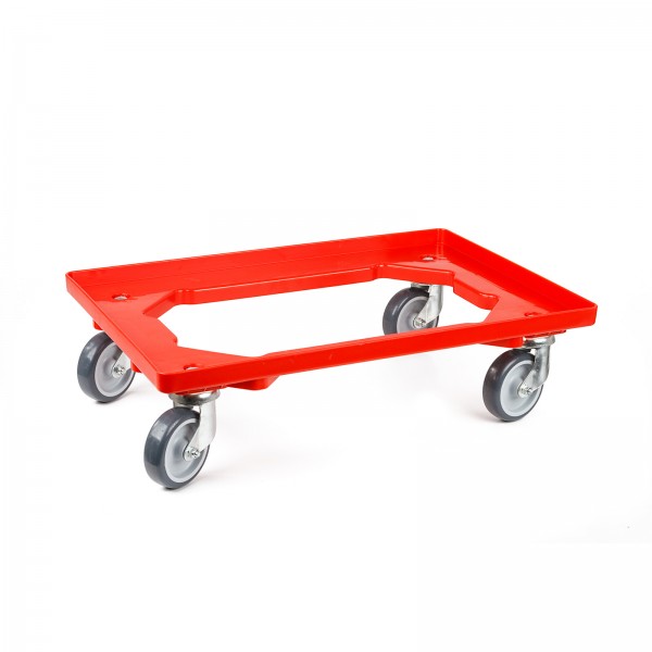 Kunststoff Transportroller Rot mit 4 Lenkrollen