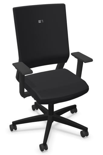 Bürodrehstuhl „Impulse“ von der Firma Viasit mit gepolsterter Rückenlehne und Sitzfläche in der Farbe Schwarz