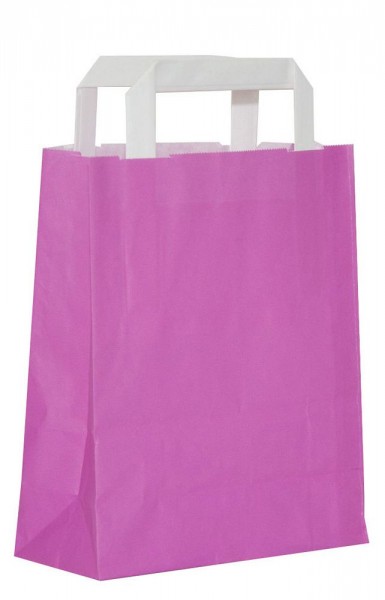 Papiertasche Flachhenkel Pink, 18x8x22cm
